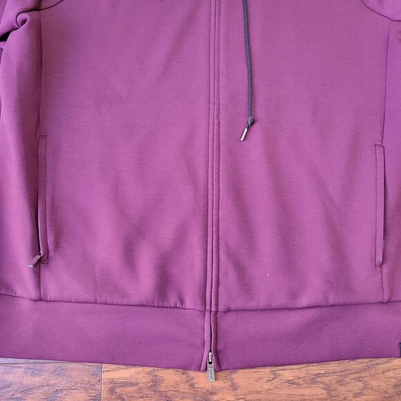 AWAY Travel Burgundy Red Zipper Pocket Recycled Polyester Zip-Up Hoodie sz XL - Picture 2 of 7